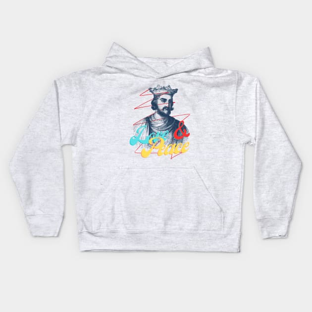 PEACE AND LOVE Kids Hoodie by elm4hd1-arts